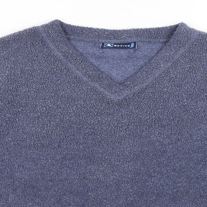 Close-up detail of NL Active women’s blue jumper, size L