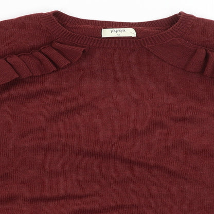 Womens UK Size M Papaya Red Pullover Jumper