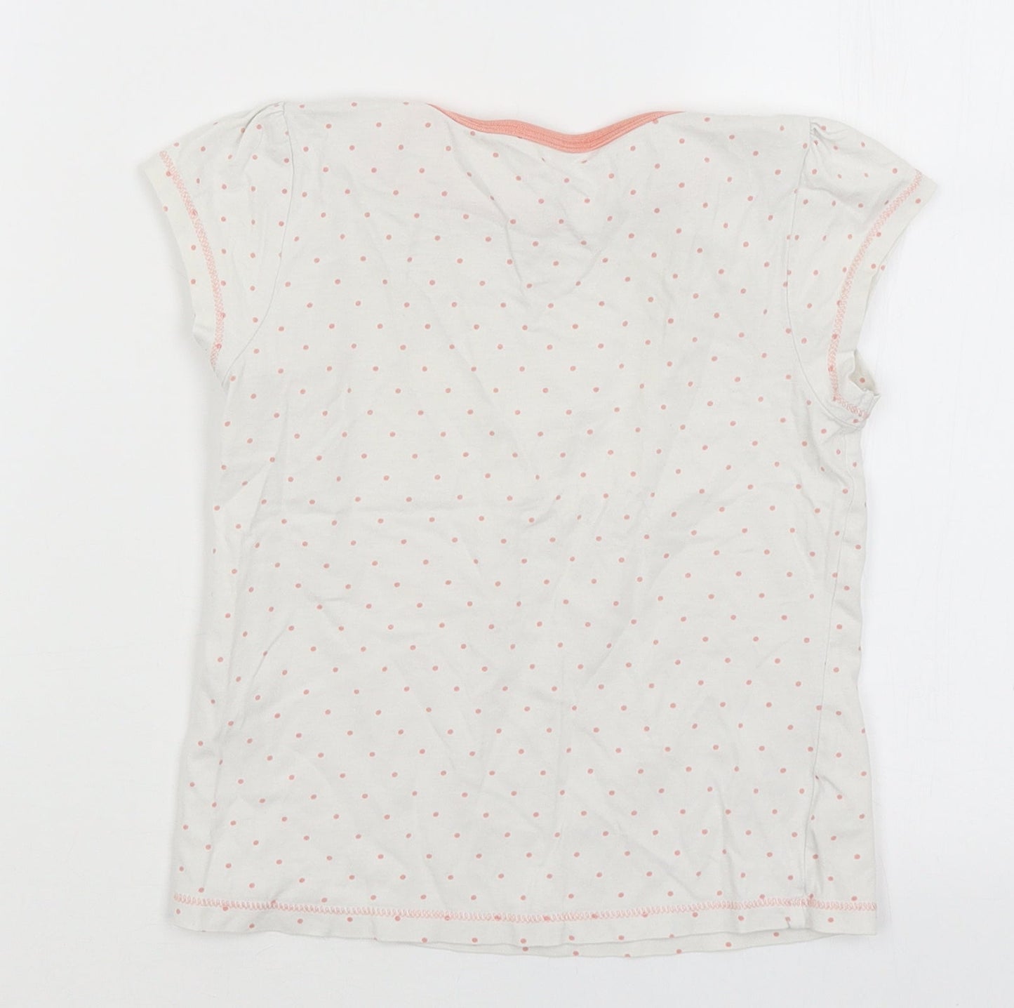 George Girls White Spotted  Basic T-Shirt Size 5-6 Years