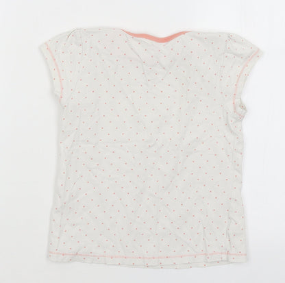 George Girls White Spotted  Basic T-Shirt Size 5-6 Years
