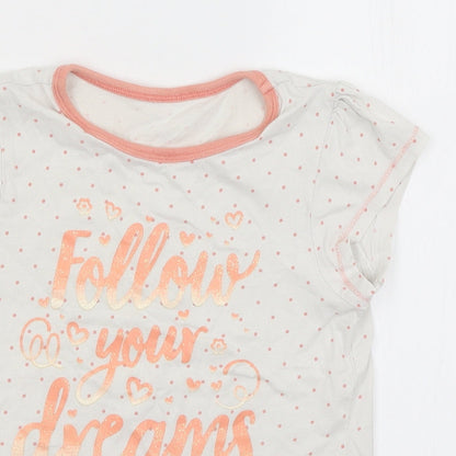 George Girls White Spotted  Basic T-Shirt Size 5-6 Years