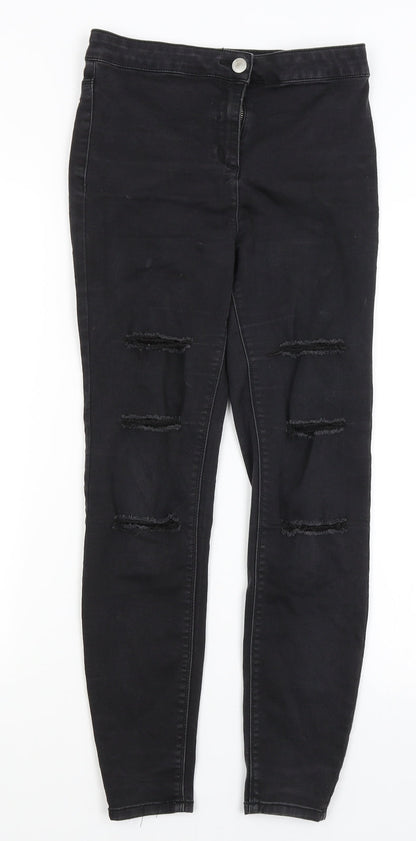Womens UK Size 10 Papaya Regular Fit Skinny Black Jeans