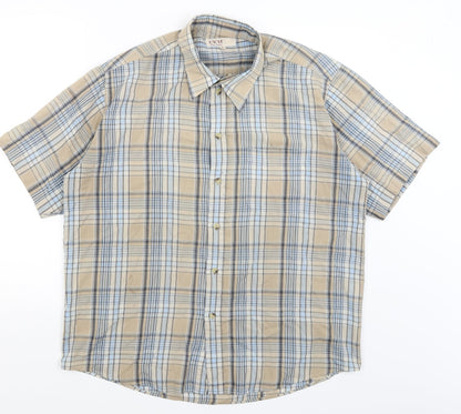 Mens UK Size L EWM Brown  Button-Up Short Sleeve Casual Shirt