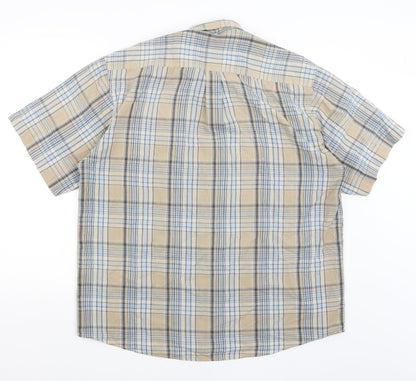 Mens UK Size L EWM Brown  Button-Up Short Sleeve Casual Shirt