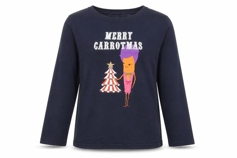 Front view of Avenue women’s blue solid top pyjama set, size M, - merry carrotmas