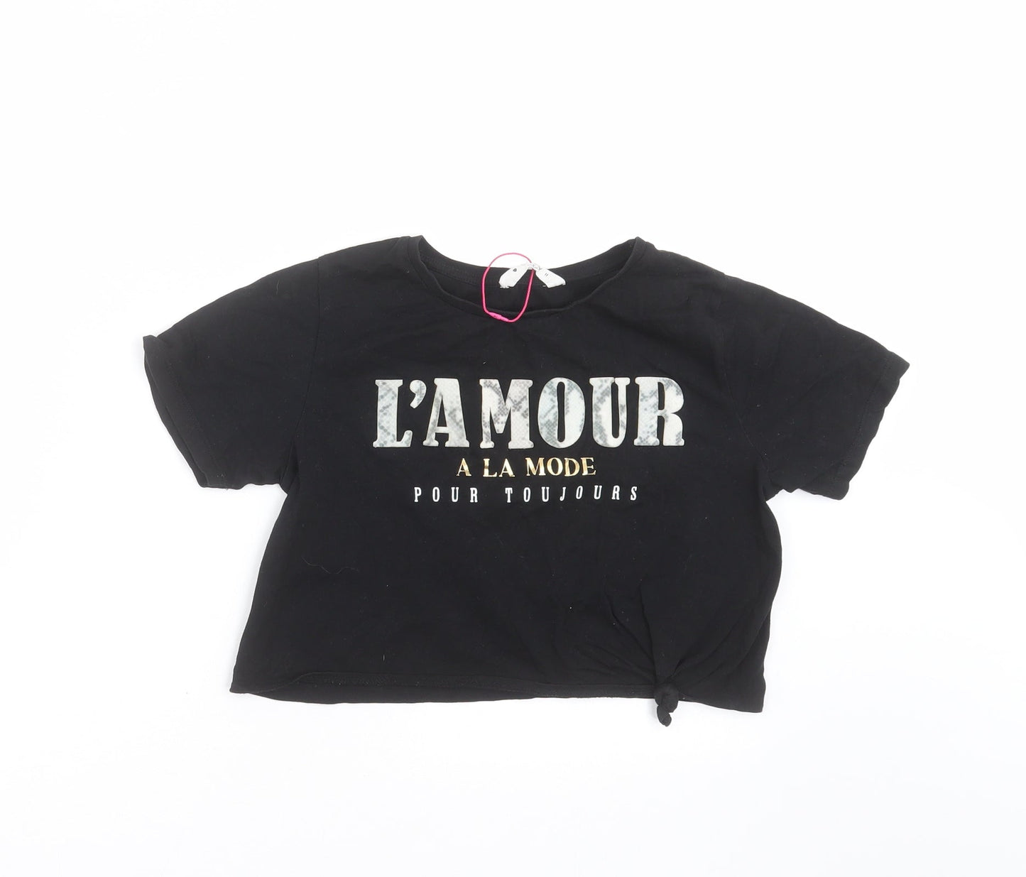 Candy Couture Girls Black   Cropped T-Shirt Size 11 Years  - l'amour