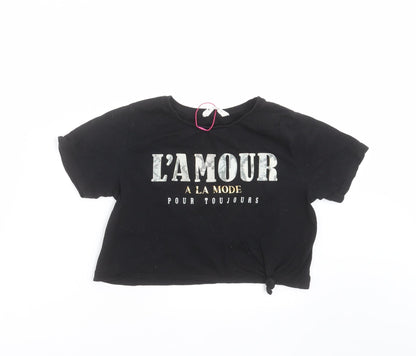 Candy Couture Girls Black   Cropped T-Shirt Size 11 Years  - l'amour