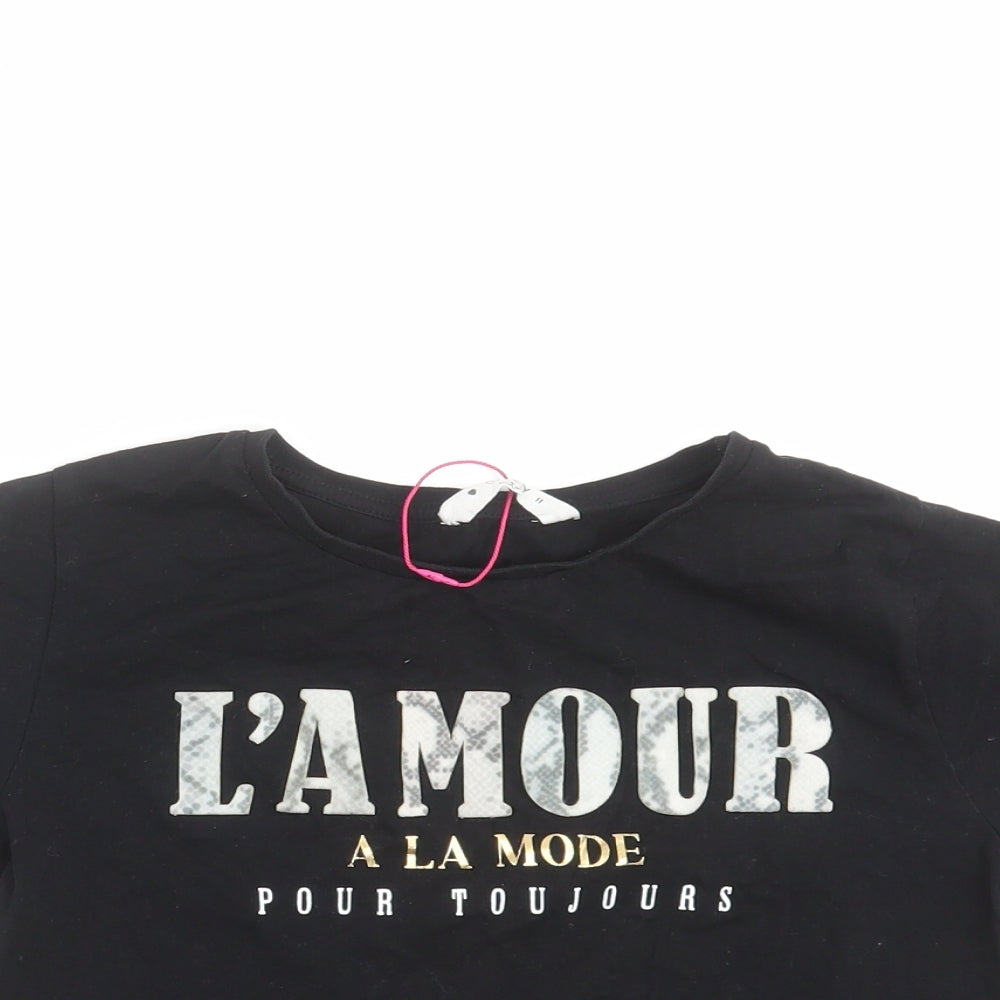 Candy Couture Girls Black   Cropped T-Shirt Size 11 Years  - l'amour