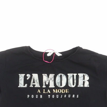 Candy Couture Girls Black   Cropped T-Shirt Size 11 Years  - l'amour