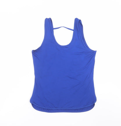 Additional front view of Race at Your Pace women’s blue basic tank, size L