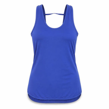 Front view of Race at Your Pace women’s blue basic tank, size L