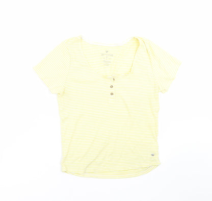 Additional front view of SOFT & SEXY women’s yellow striped basic t-shirt, size L
