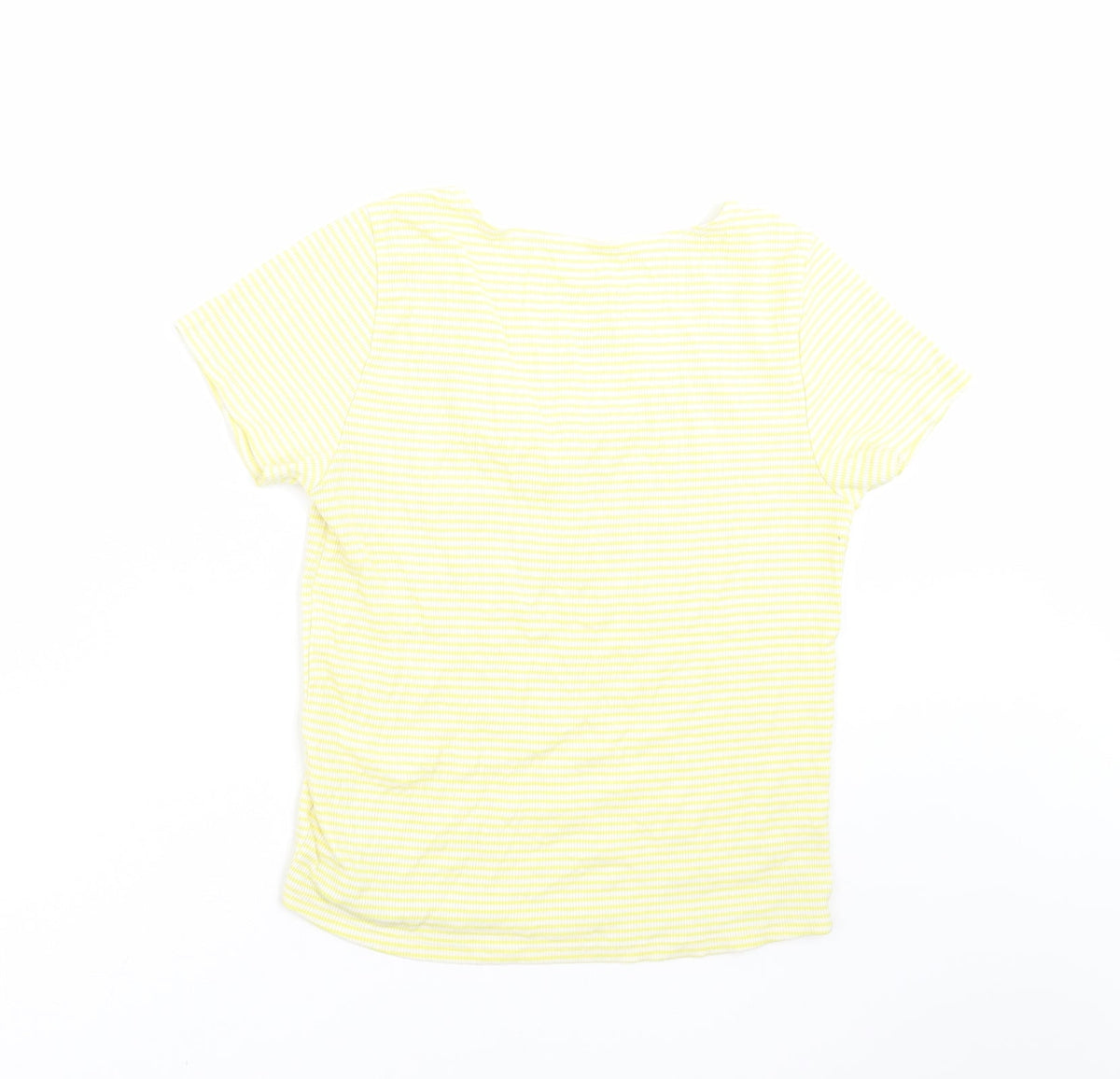 Back view of SOFT & SEXY women’s yellow striped basic t-shirt, size L