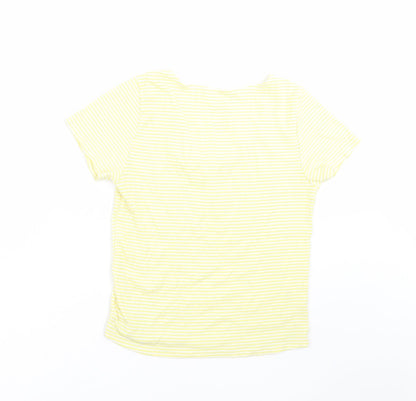 Back view of SOFT & SEXY women’s yellow striped basic t-shirt, size L