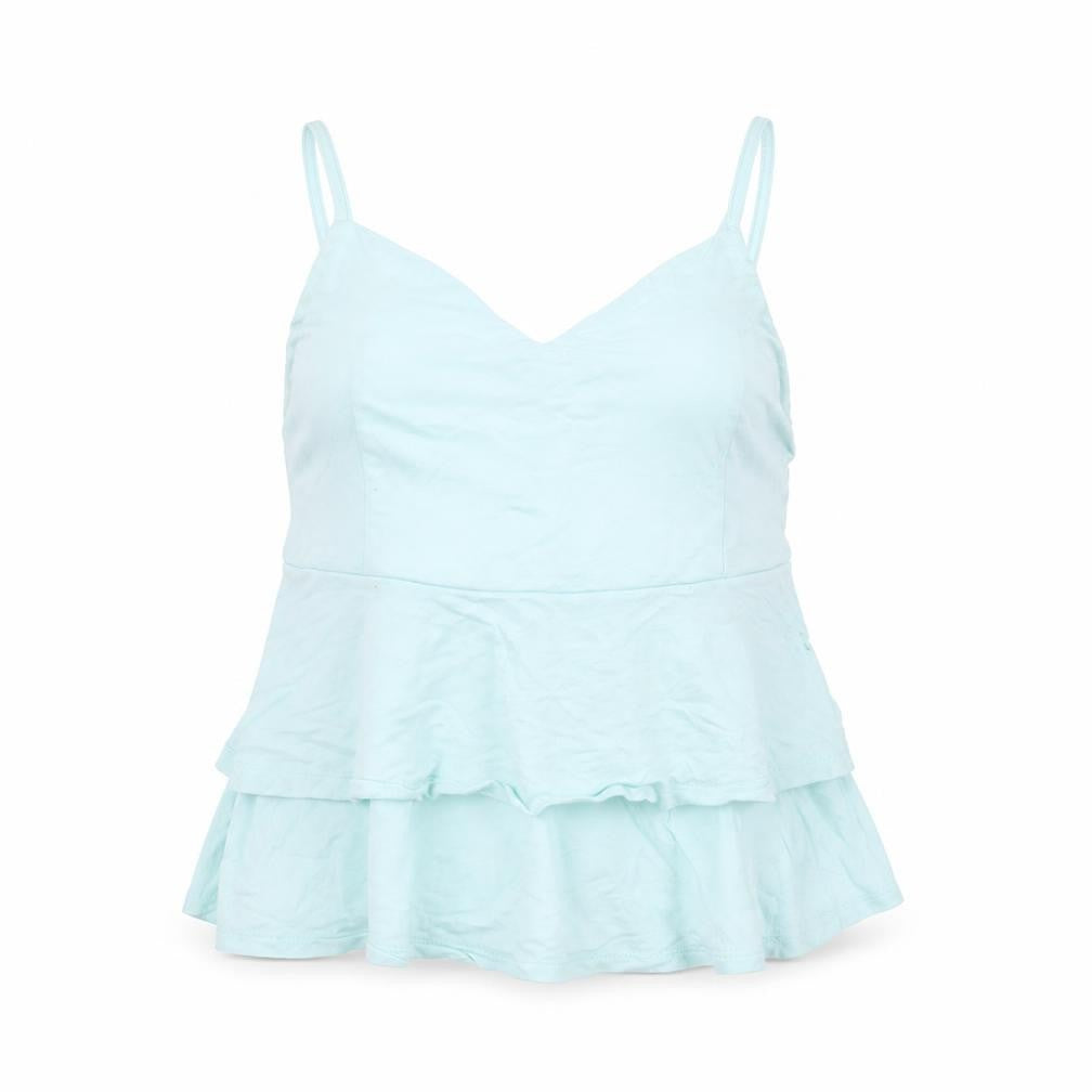 Front view of Primark women’s green camisole t-shirt, size UK 10, - cropped