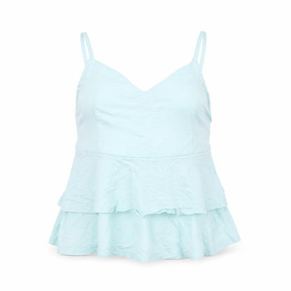 Front view of Primark women’s green camisole t-shirt, size UK 10, - cropped