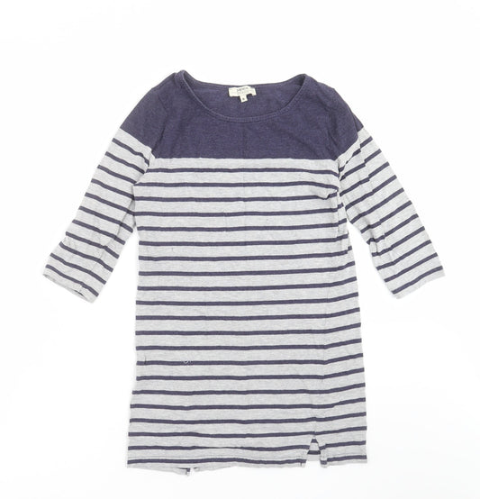 Papaya Womens Grey Striped  Basic T-Shirt Size 8