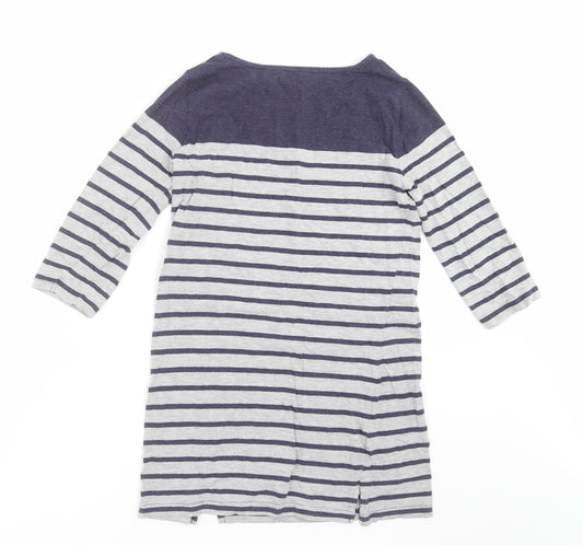 Papaya Womens Grey Striped  Basic T-Shirt Size 8