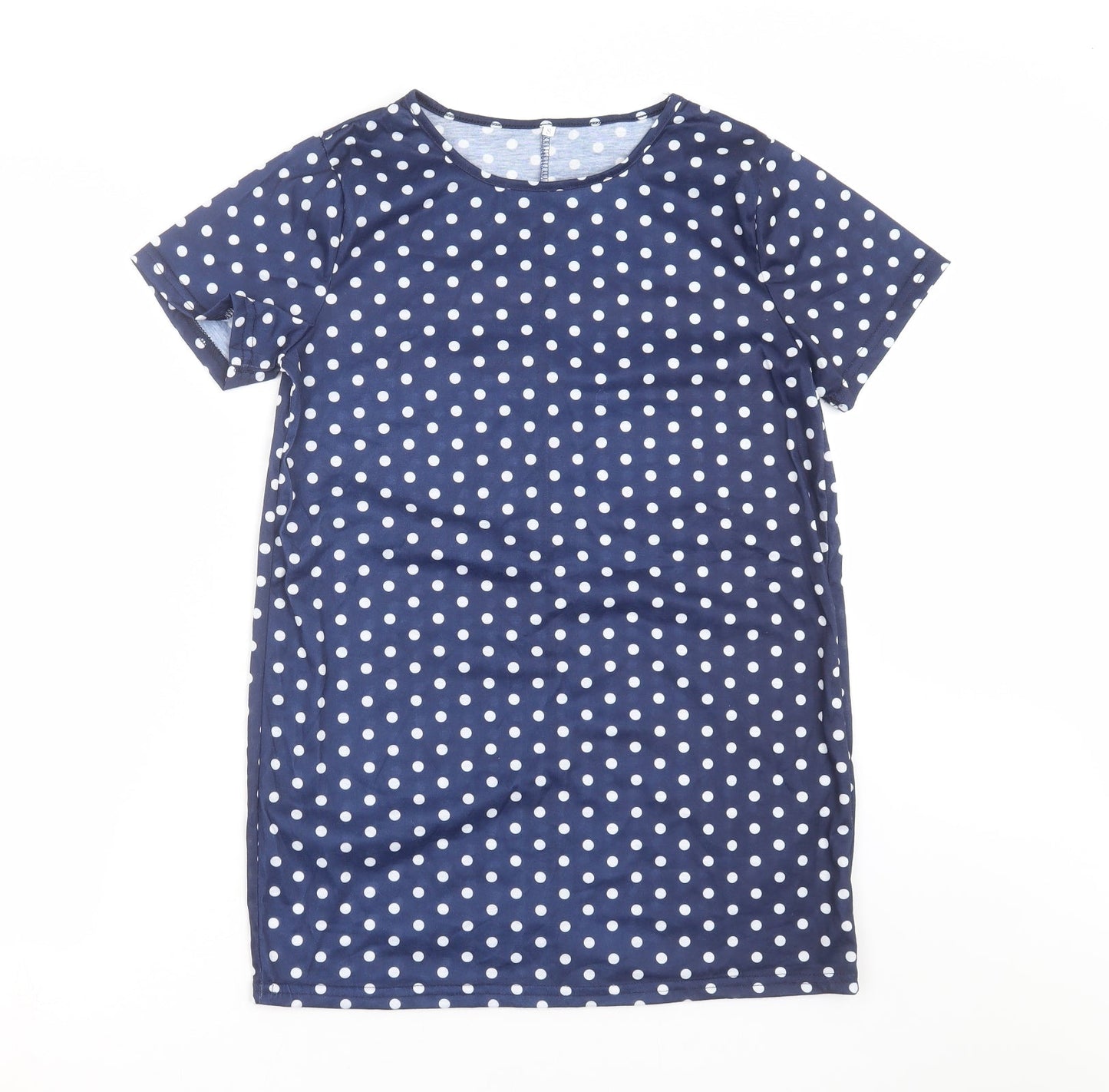Preworn Womens Blue Polka Dot  T-Shirt Dress  Size S