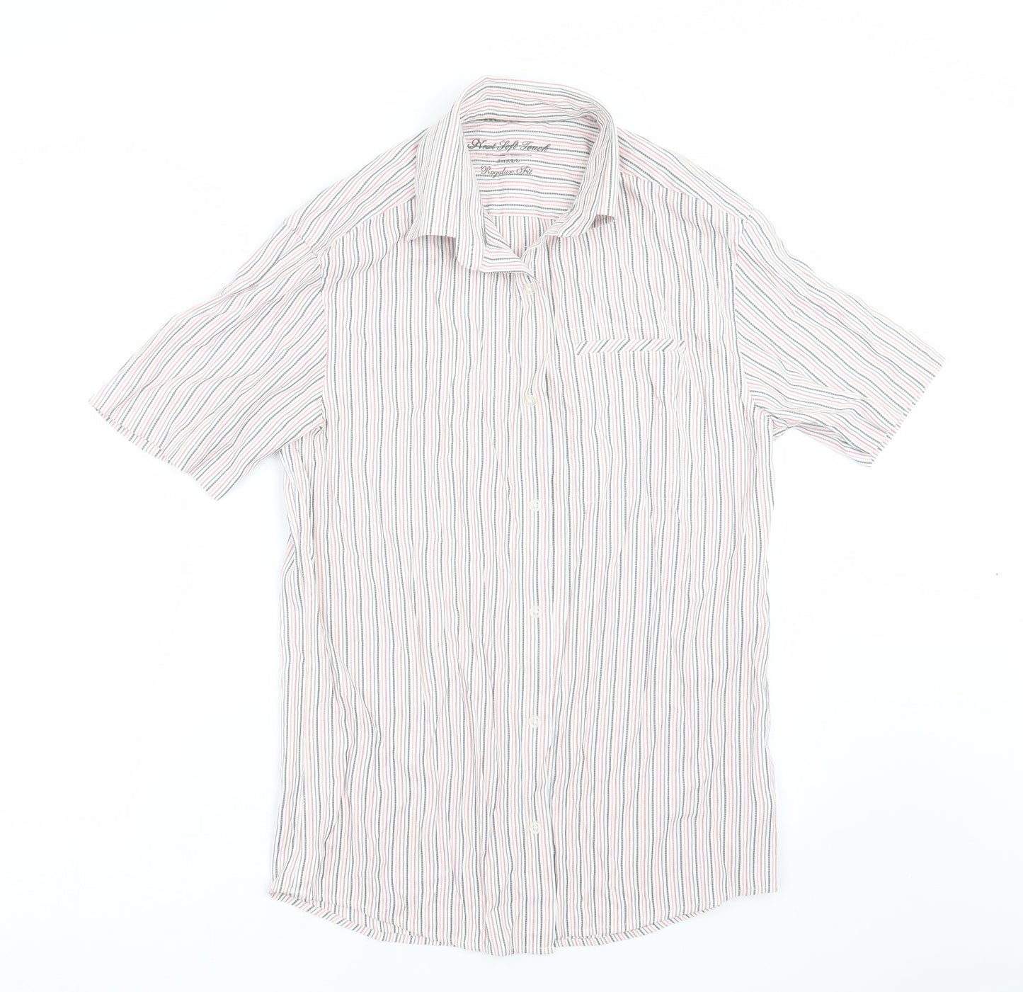 Mens UK Size S NEXT Pink  Button-Up Short Sleeve Casual Shirt
