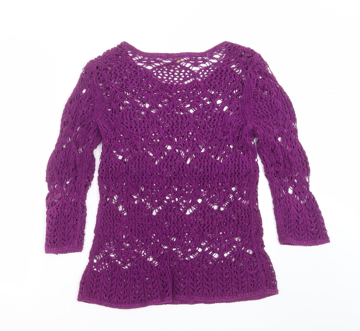Coldwater Creek Womens Purple Geometric Knit Pullover Jumper Size 8