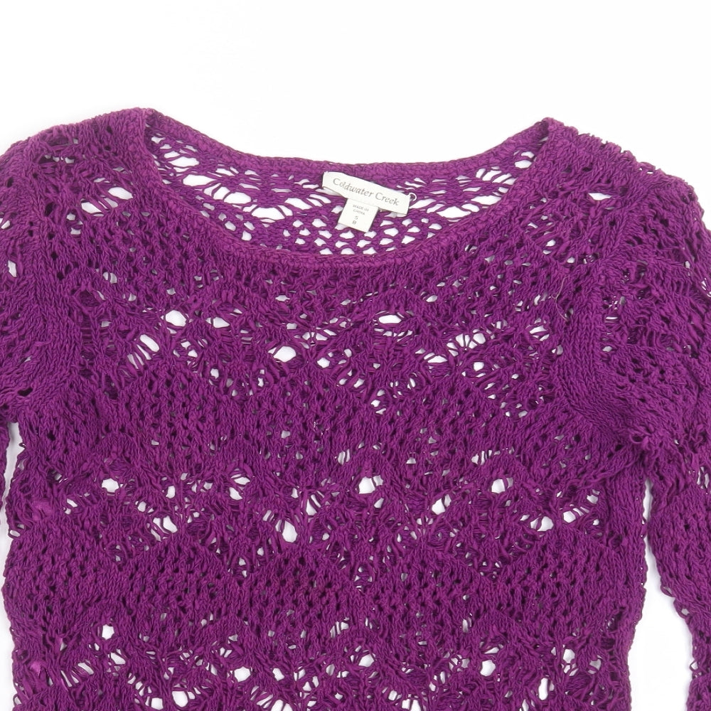 Coldwater Creek Womens Purple Geometric Knit Pullover Jumper Size 8