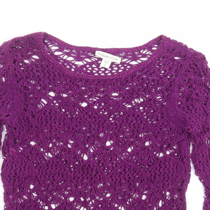 Coldwater Creek Womens Purple Geometric Knit Pullover Jumper Size 8