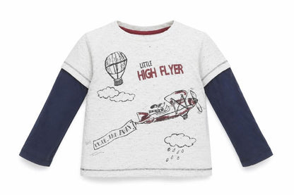 Front view of Matalan boys’ grey basic t-shirt, size 18-24, months - high flyer