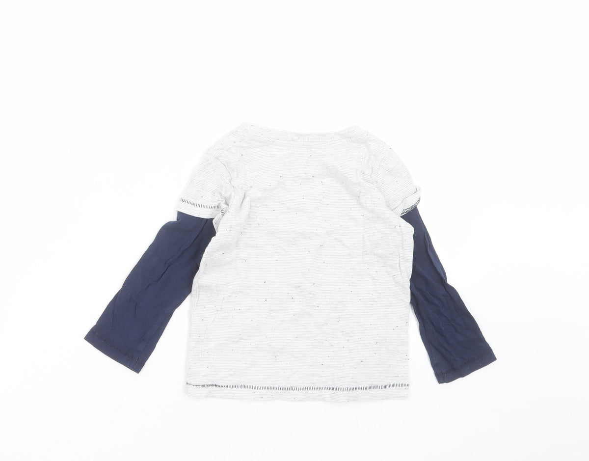 Back view of Matalan boys’ grey basic t-shirt, size 18-24, months - high flyer