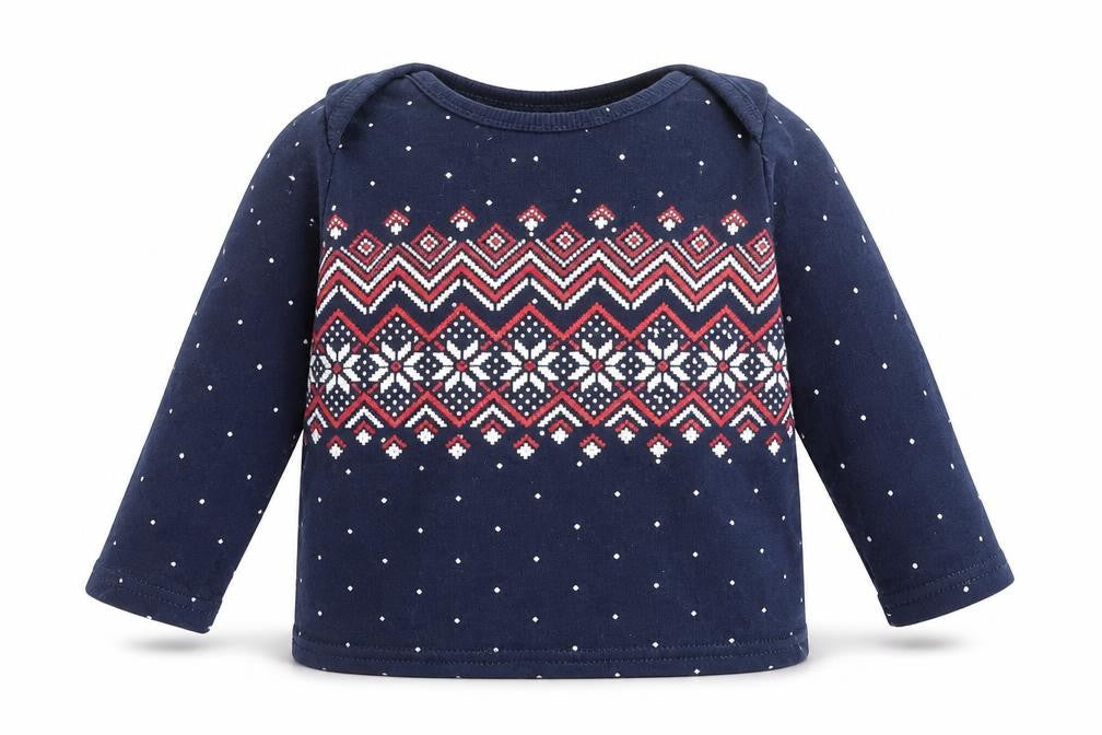 Front view of George Baby Blue Geometric Basic T-Shirt, size 3-6, Months
