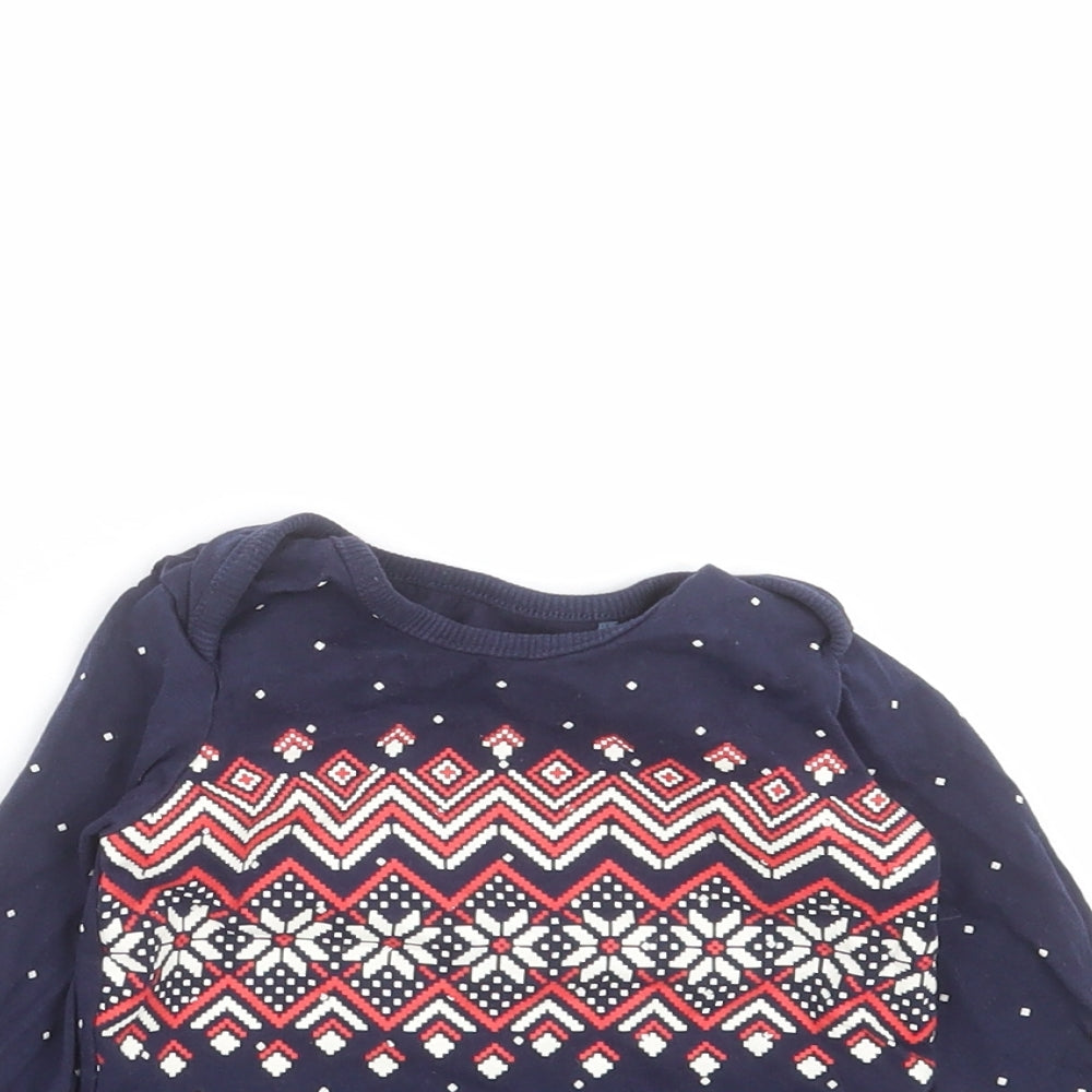 Close-up detail of George Baby Blue Geometric Basic T-Shirt, size 3-6, Months