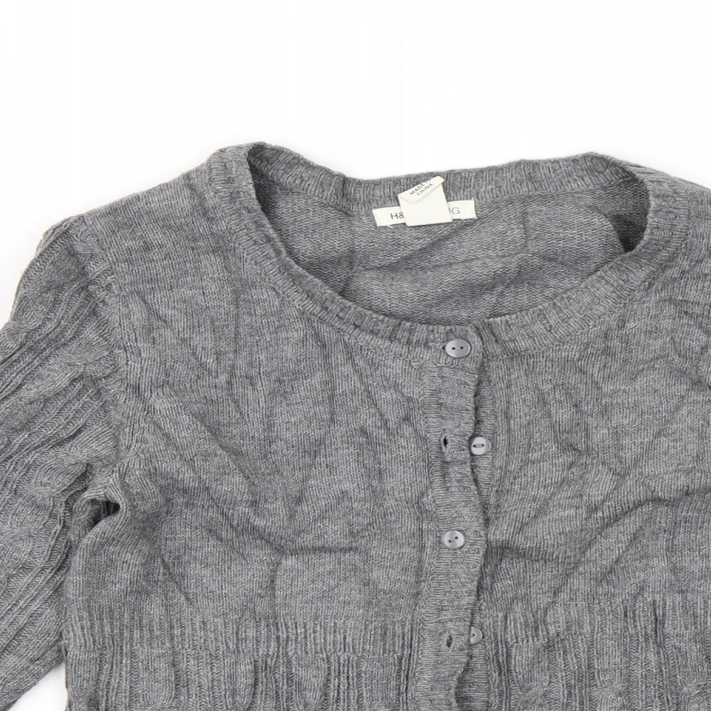 H&M Girls Grey   Cardigan Jumper Size 13-14 Years