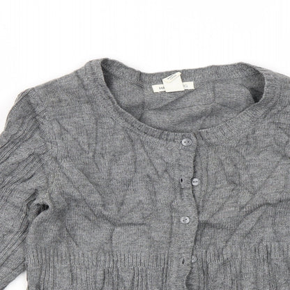 H&M Girls Grey   Cardigan Jumper Size 13-14 Years