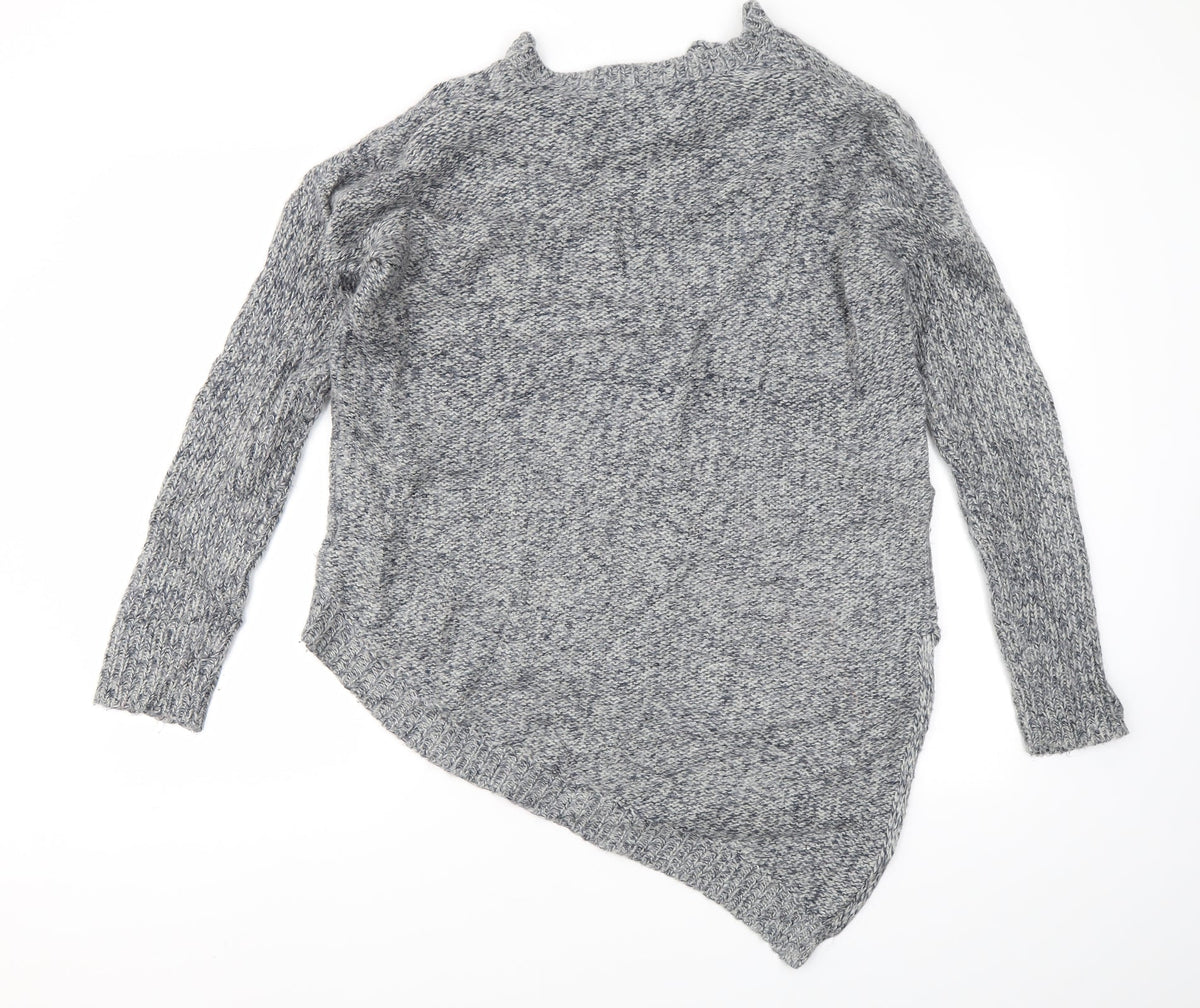 Back view of LABEL women’s grey jumper, size UK 10