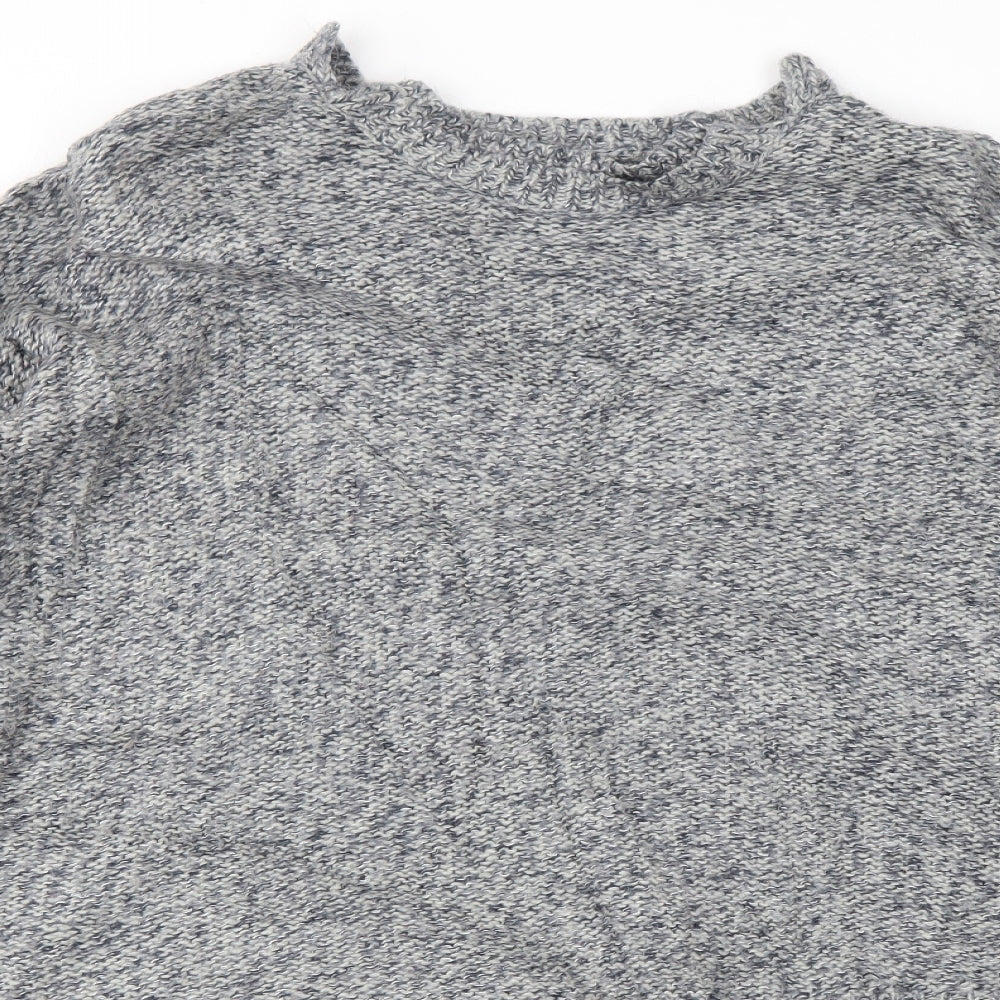 Close-up detail of LABEL women’s grey jumper, size UK 10