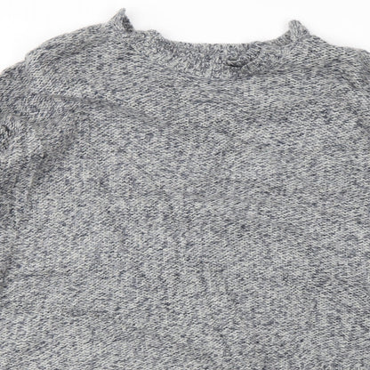 Close-up detail of LABEL women’s grey jumper, size UK 10