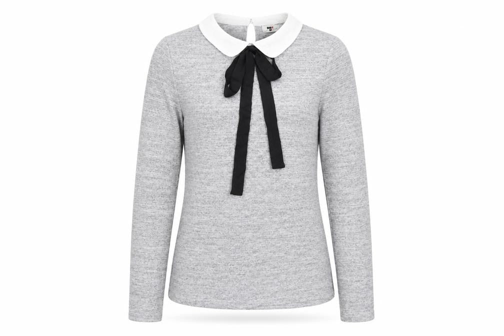 Front view of TEMT women’s grey jumper, size S