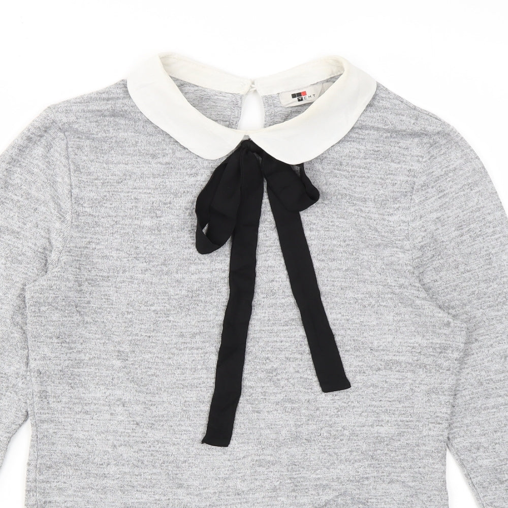 Close-up detail of TEMT women’s grey jumper, size S