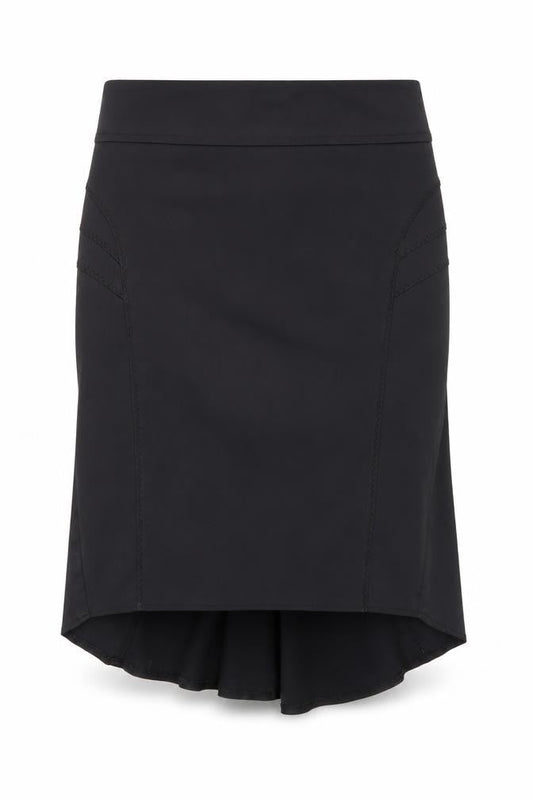 Front view of RIVER ISLAND women’s black a-line skirt, size UK 34