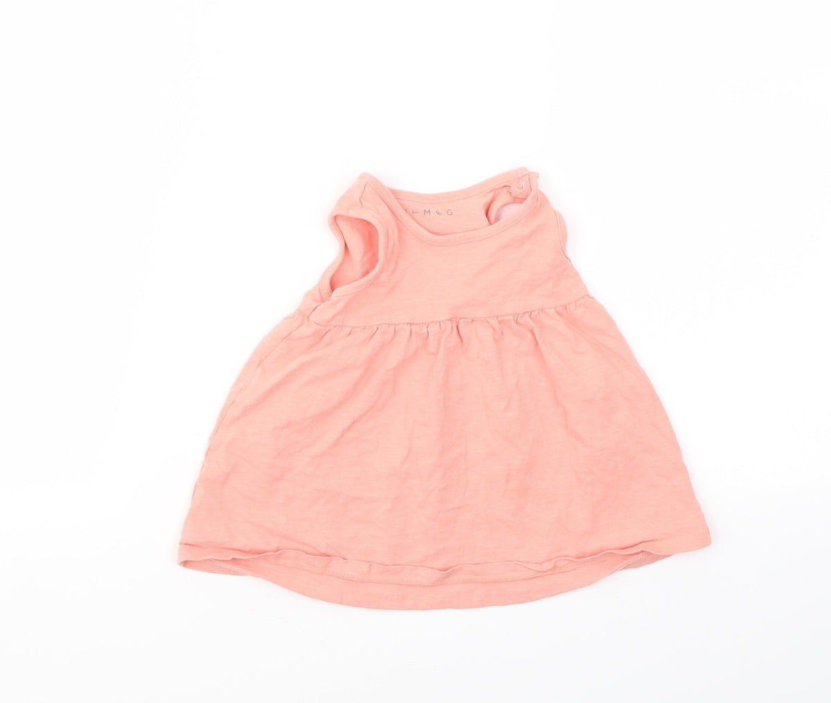 Additional front view of Nutmeg girls’ pink basic t-shirt, size 3-6, months