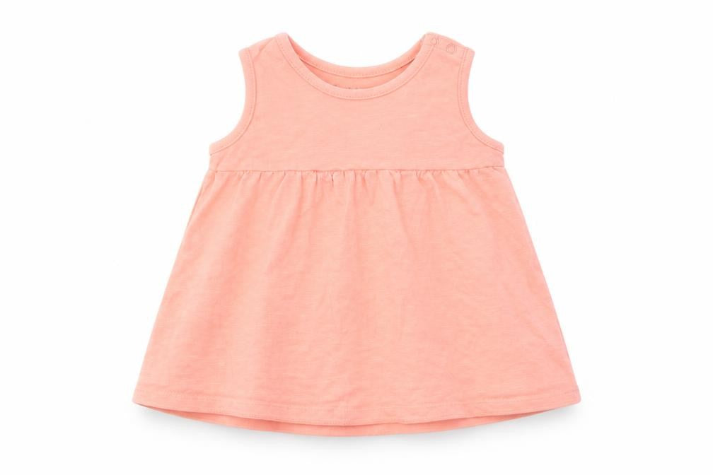 Front view of Nutmeg girls’ pink basic t-shirt, size 3-6, months
