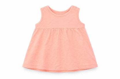 Front view of Nutmeg girls’ pink basic t-shirt, size 3-6, months