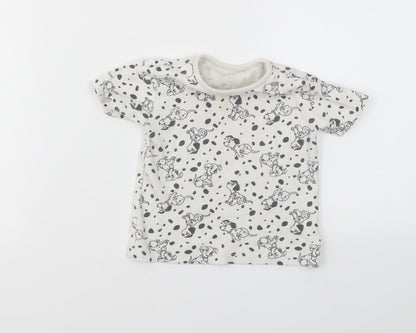 George Girls Grey Animal Print  Basic T-Shirt Size 9-12 Months