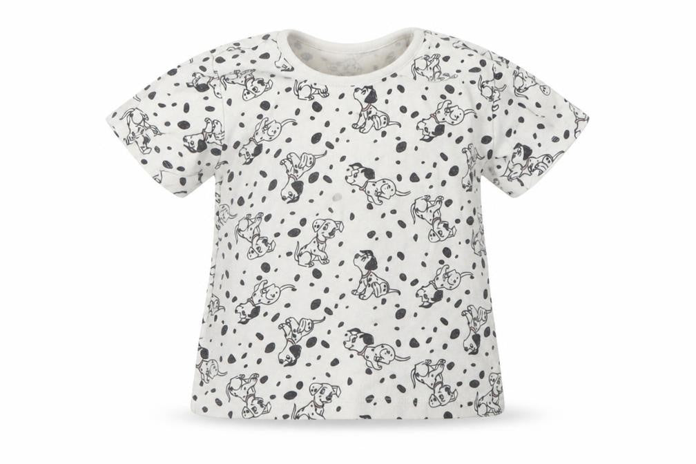 Front view of George girls’ grey animal print basic t-shirt, size 9-12, months