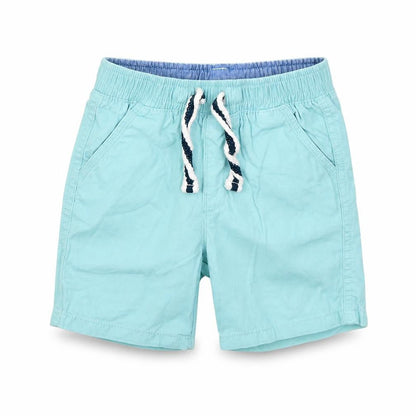 Front view of Matalan boys’ blue capri trousers, size 12-18, months
