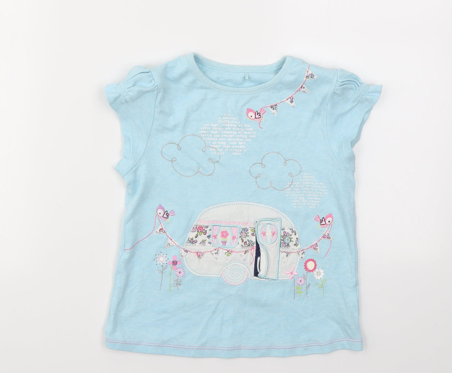 George Girls Blue Geometric  Basic T-Shirt Size 5-6 Years