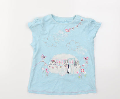 George Girls Blue Geometric  Basic T-Shirt Size 5-6 Years