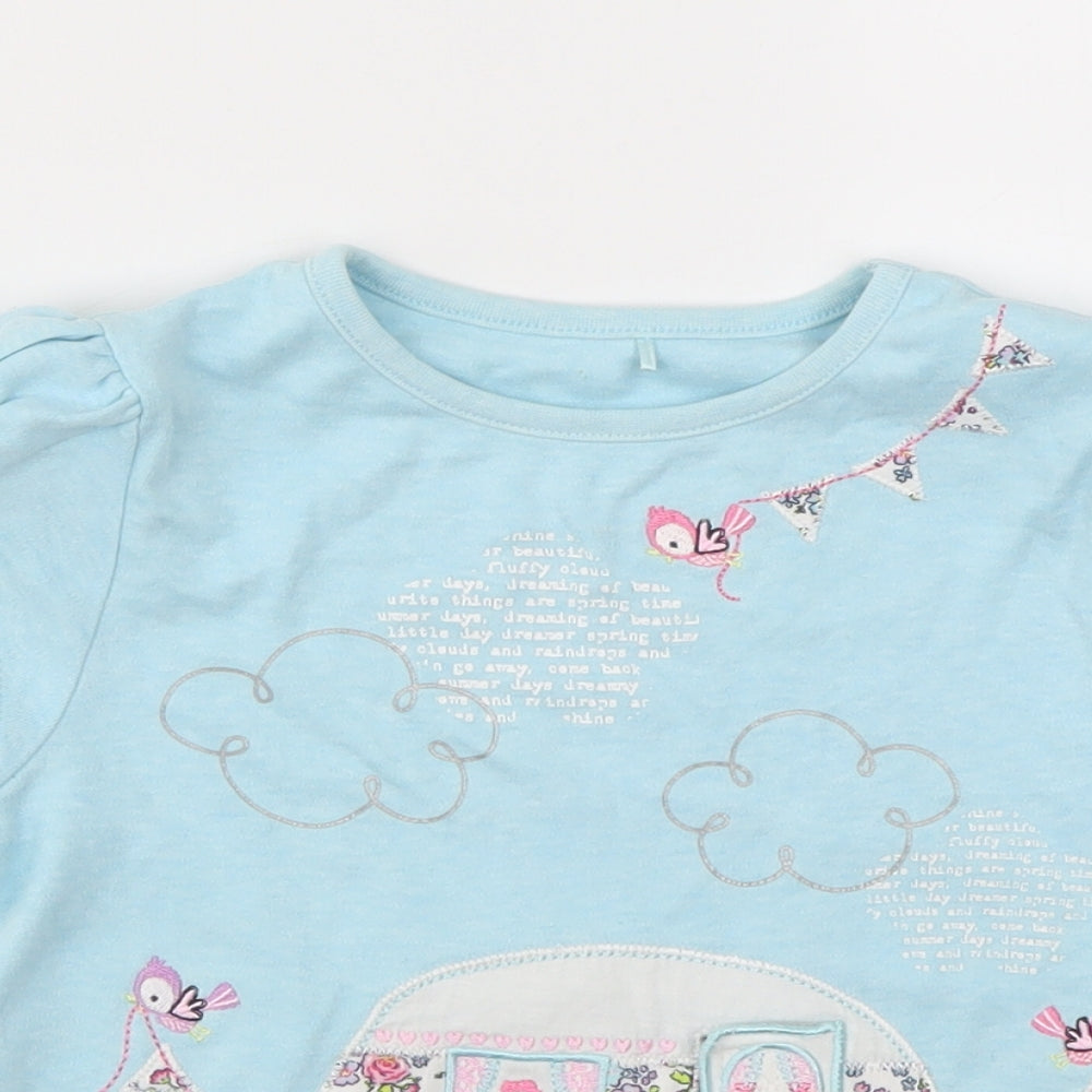 George Girls Blue Geometric  Basic T-Shirt Size 5-6 Years