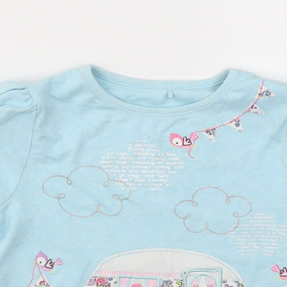 George Girls Blue Geometric  Basic T-Shirt Size 5-6 Years