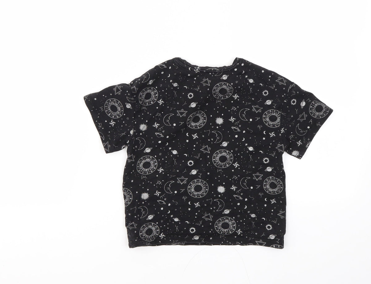 Back view of Next girls’ black argyle/diamond basic t-shirt, size 3, years